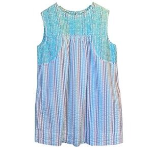 Sister Mary dress Candy‎ stripe floral embroidered Seersucker Madelina Small